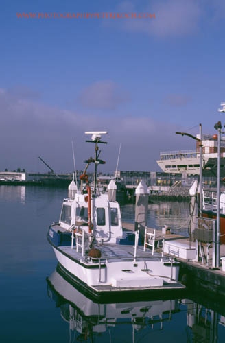 Oakland policeboat in Port of oakland tied up to pier.